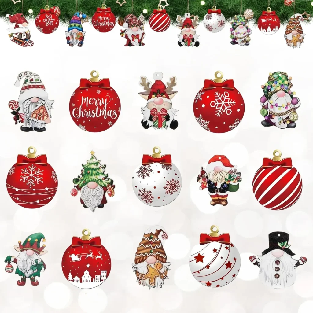 Gnome & Bauble Ornaments · Set of 24 — product view