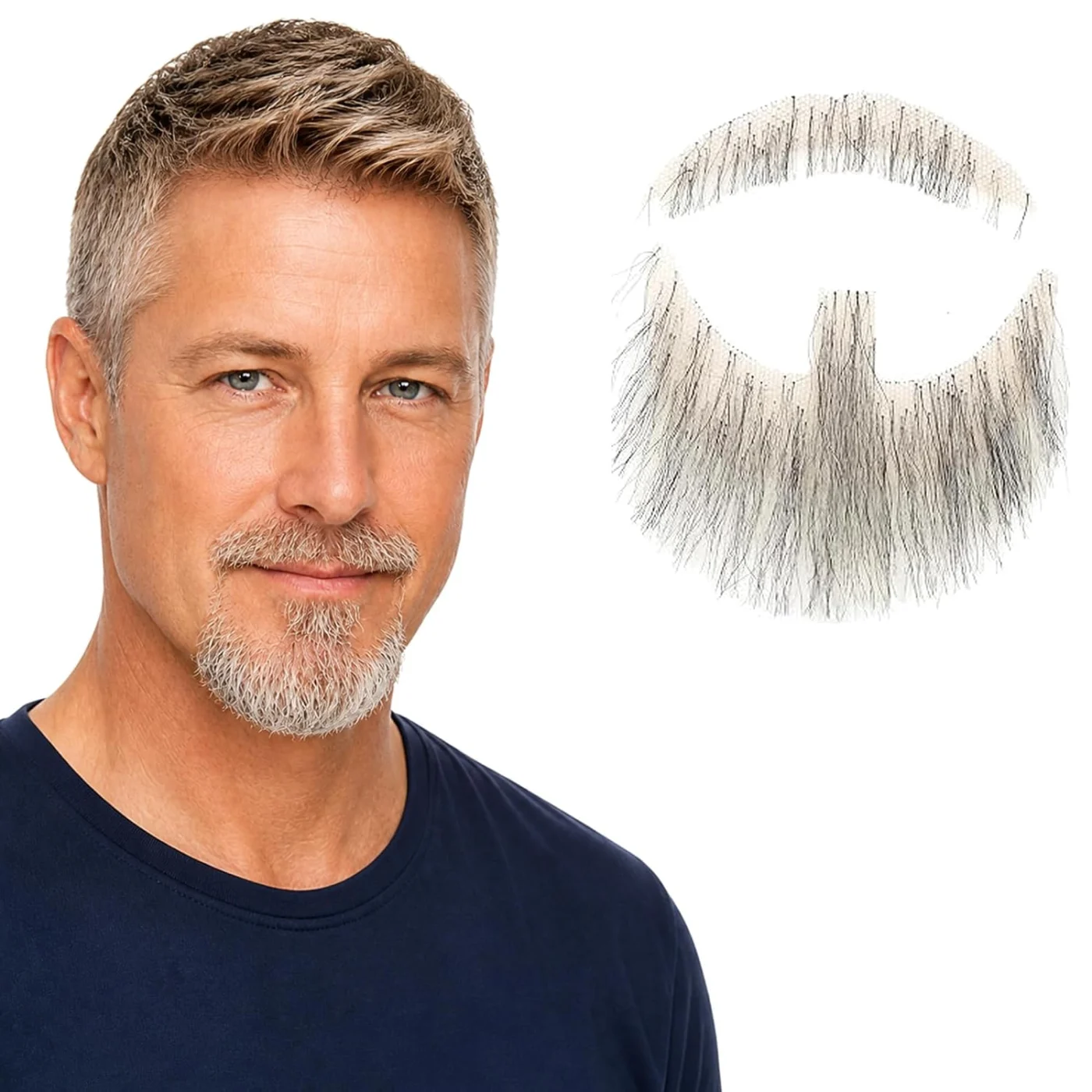 Gray Goatee & Mustache Set — product view