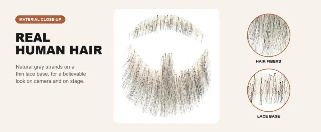 Gray Goatee & Mustache Set — hair and lace details