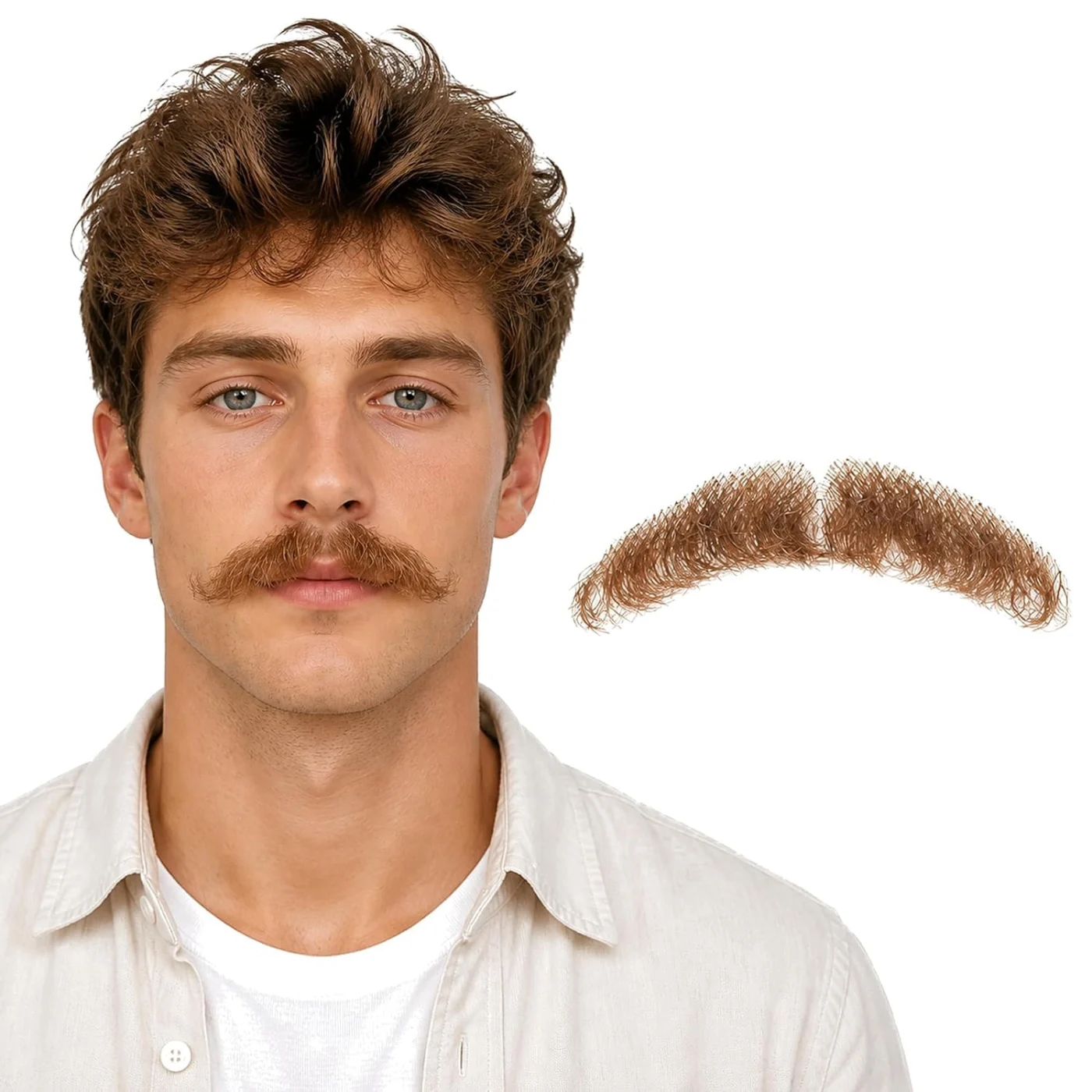 Light Brown Wavy Mustache — product view
