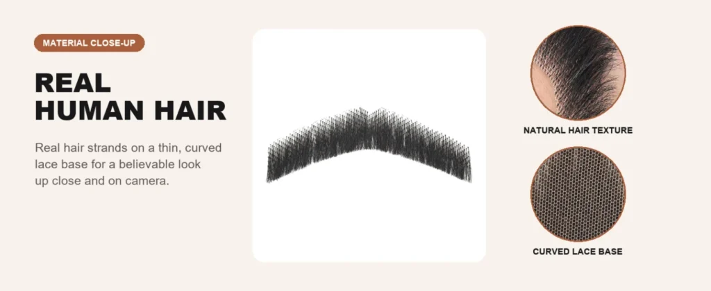 Black Arched Mustache — hair and lace details