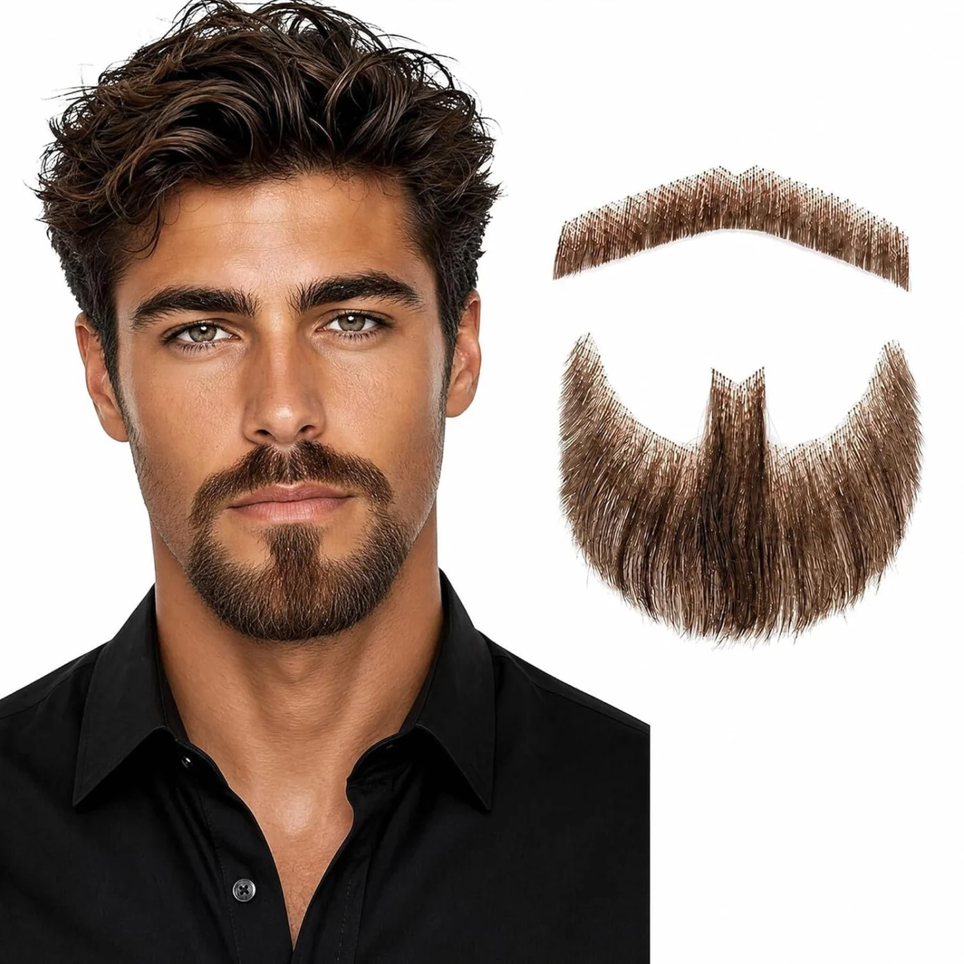 Brown Goatee & Mustache Set — product view