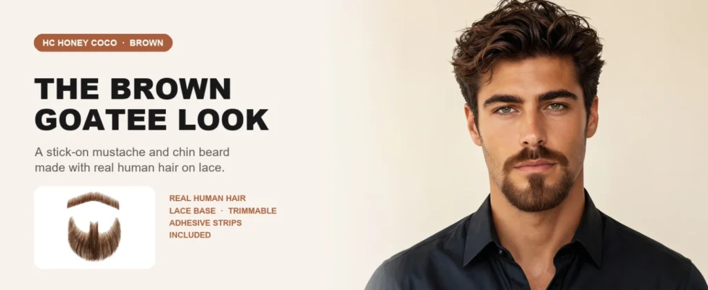 Brown Goatee & Mustache Set — character styling