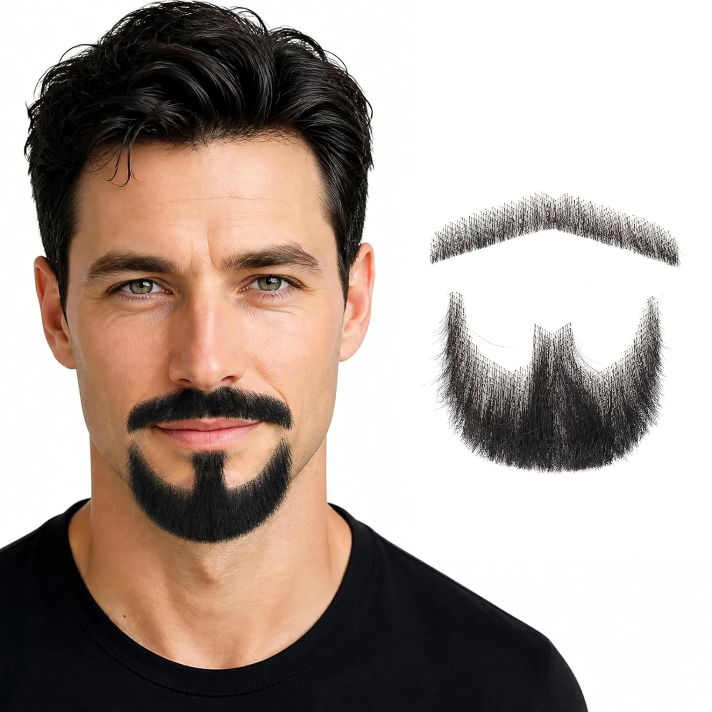 Black Goatee & Mustache Set — product view