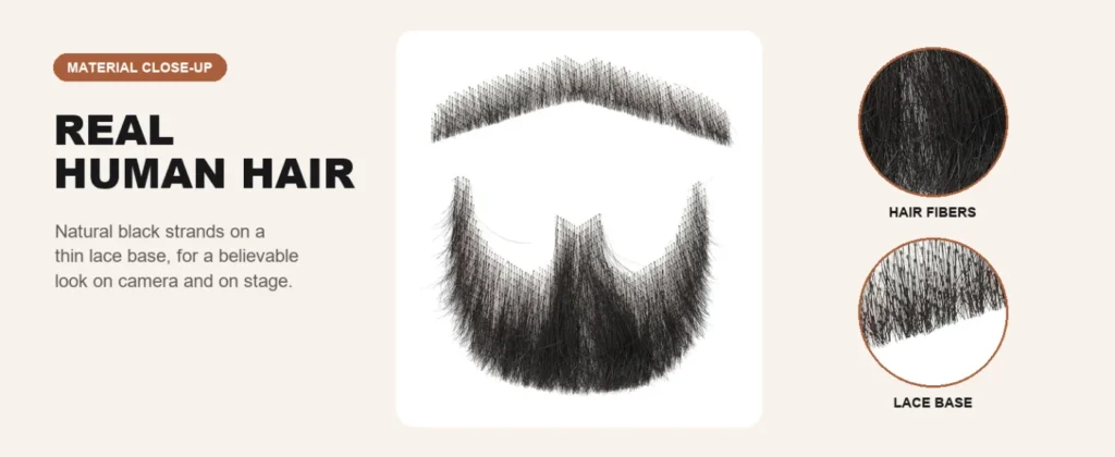 Black Goatee & Mustache Set — hair and lace details