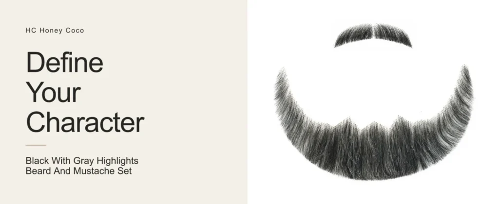 Black & Gray Full Beard & Mustache — character styling
